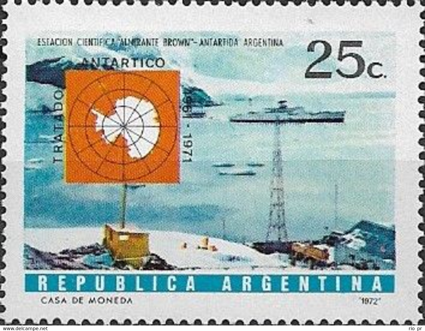 ARGENTINA - 10th ANNIVERSARY OF ANTARCTIC TREATY (ADMIRAL BROWN STATION) 1972 - MNH - Antarctic Treaty