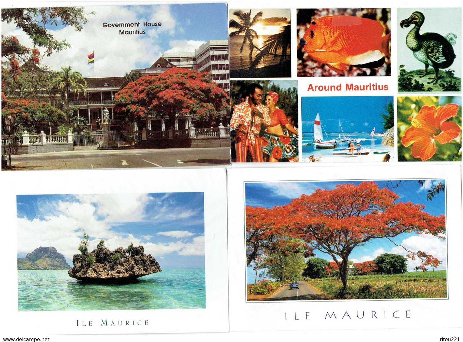 LOT 4 Cpsm - ILE MAURICE - MAURITIUS - HOTEL DE VILLE Ile Aux Bénitiers Arbre Poisson  Dronte  Dodo Folklore - Mauritius