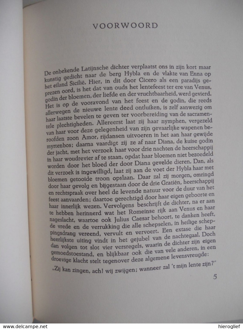 Het Nachtfeest Van Venus (Pervigilium Veneris) Uit Het Latijn Door Dr. Nico Van Suchtelen Houtsneden Pam G. Rueter 1946 - Poëzie