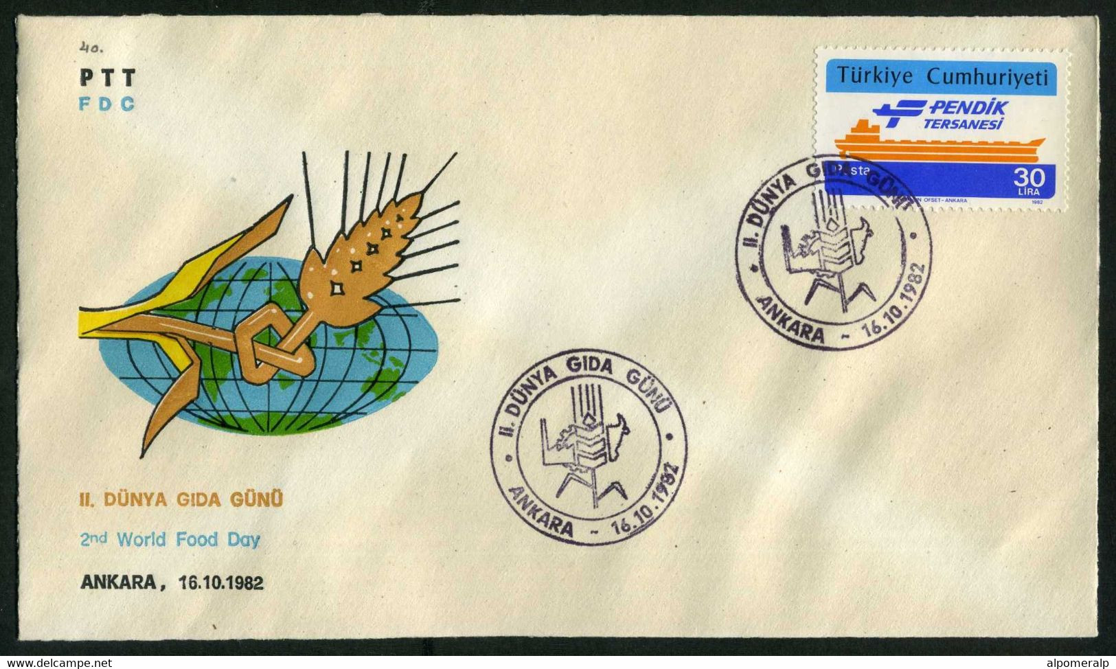 Türkiye 1982 2nd World Food Day | Ear Of Wheat, Agriculture, Special Cover - Briefe U. Dokumente