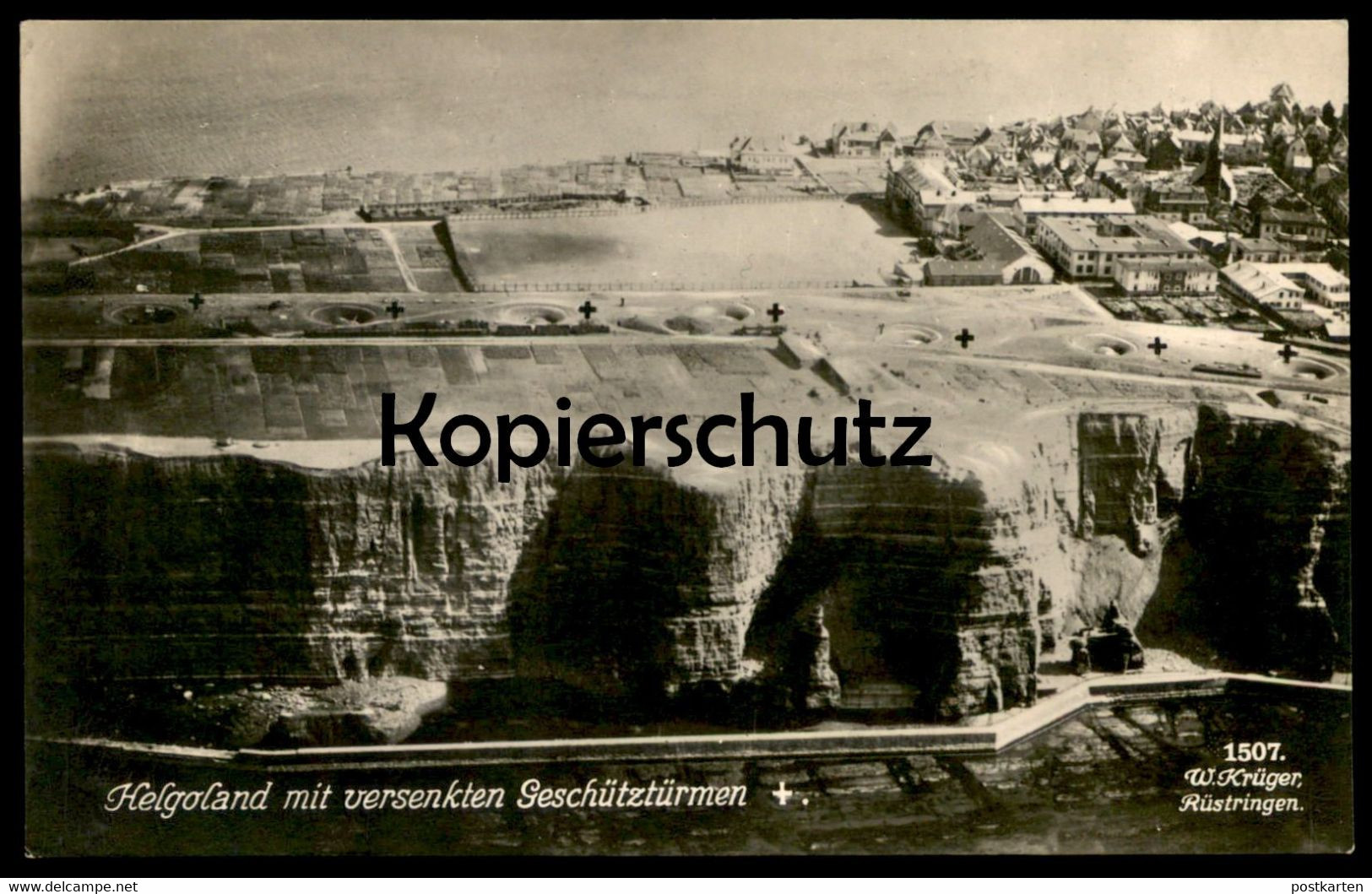 ALTE POSTKARTE NORDSEEBAD HELGOLAND MIT VERSENKTEN GESCHÜTZTÜRMEN Geschütz Krieg War Cpa Postcard Ansichtskarte AK - Helgoland