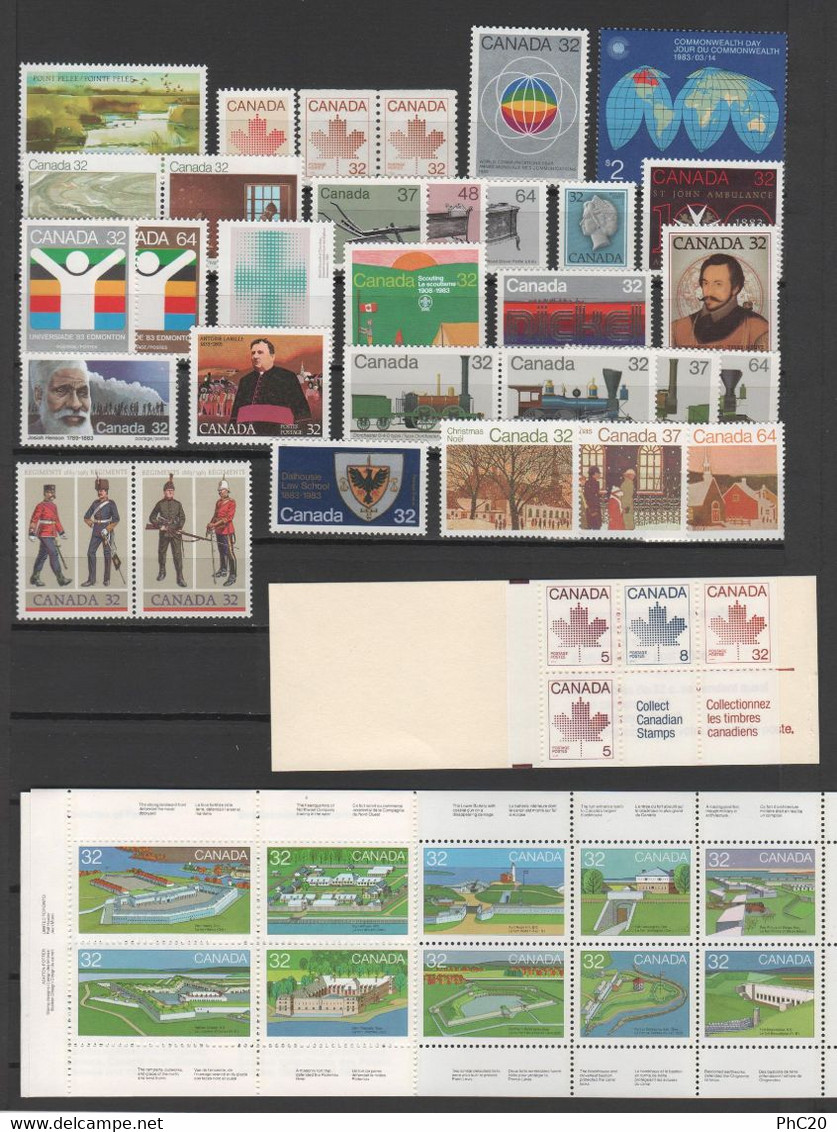 CANADA - Année Complète 1983 - 40 Timbres ** + 1 Carnet - Yvert 827 à 866 - Años Completos