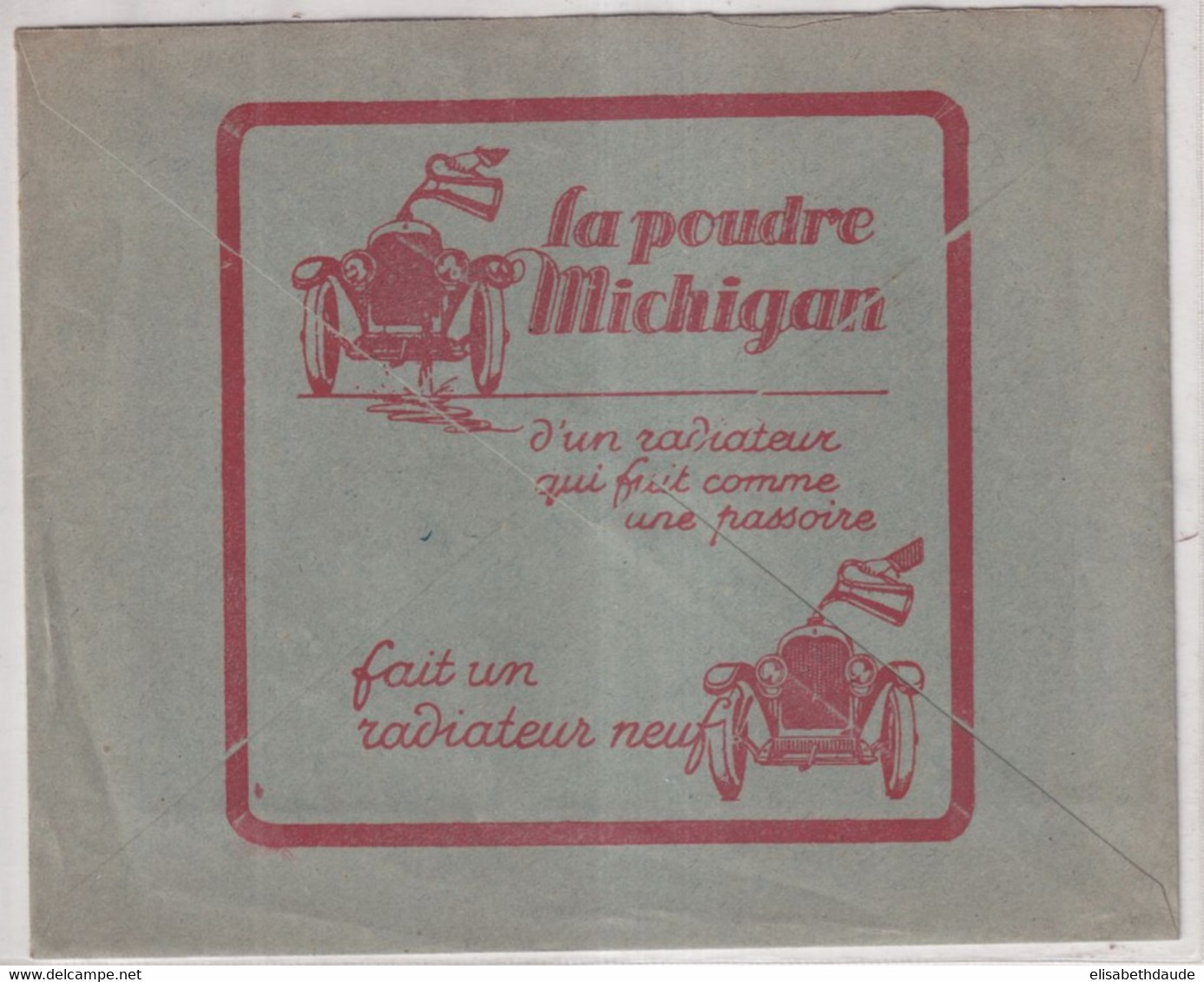 1929 - SEMEUSE / ENVELOPPE PUB ILLUSTREE "AUTOMOBILES GROBOST-CARTOUX" (VOIR DOS) De BELLENAVES (ALLIER) - 1903-60 Sower - Ligned