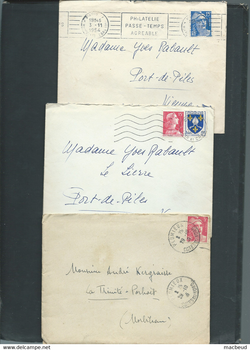 Lot 9 Lettres Periode GANDON Dont Une Carte Postale  -   Raa84 - 1945-54 Marianne Of Gandon