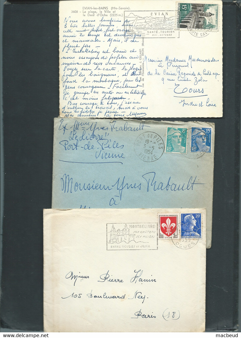 Lot 9 Lettres Periode GANDON Dont Une Carte Postale  -   Raa85 - 1945-54 Marianne De Gandon