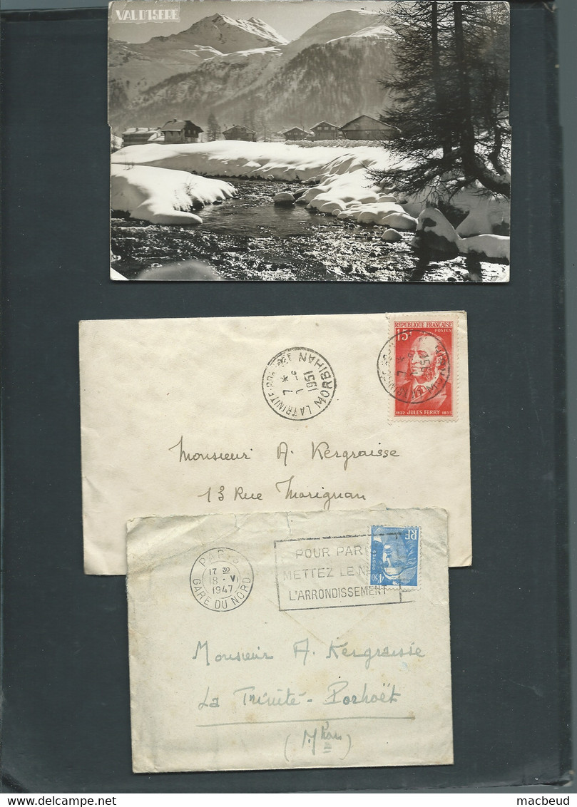 Lot 9 Lettres Periode GANDON Dont Une Carte Postale  -   Raa86 - 1945-54 Marianne Of Gandon