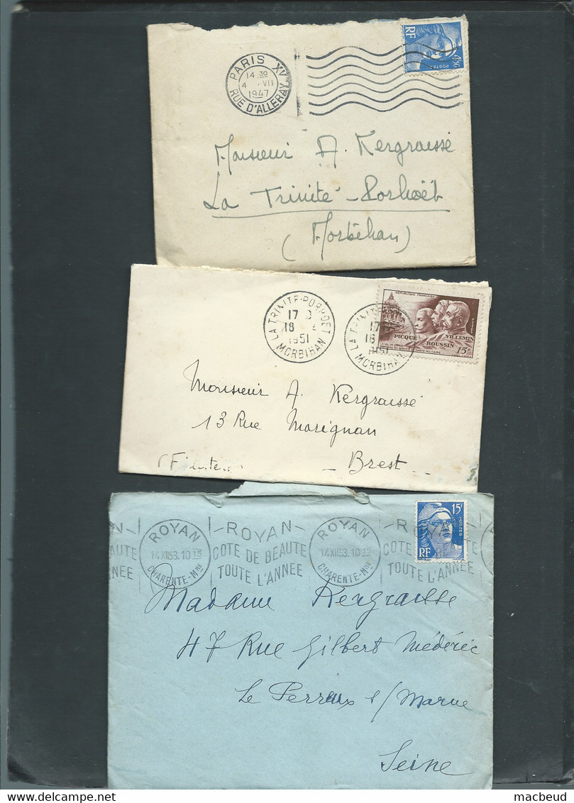 Lot 9 Lettres Periode GANDON Dont Une Carte Postale  -   Raa86 - 1945-54 Marianne (Gandon)