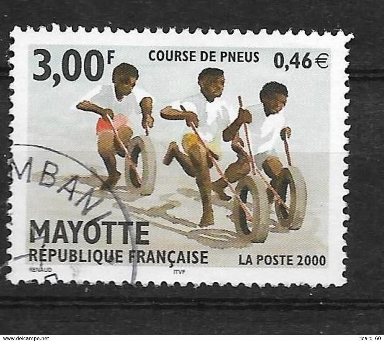 Timbres Oblitérés De Mayotte, N°88 YT, Enfants, Course De Pneus - Gebraucht