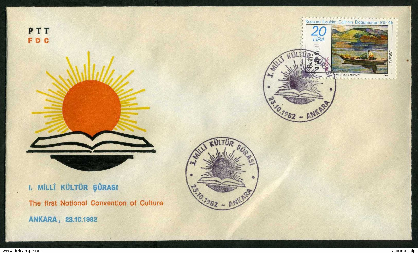 Türkiye 1982 National Convention Of Culture | Sun, Book, Special Cover - Lettres & Documents