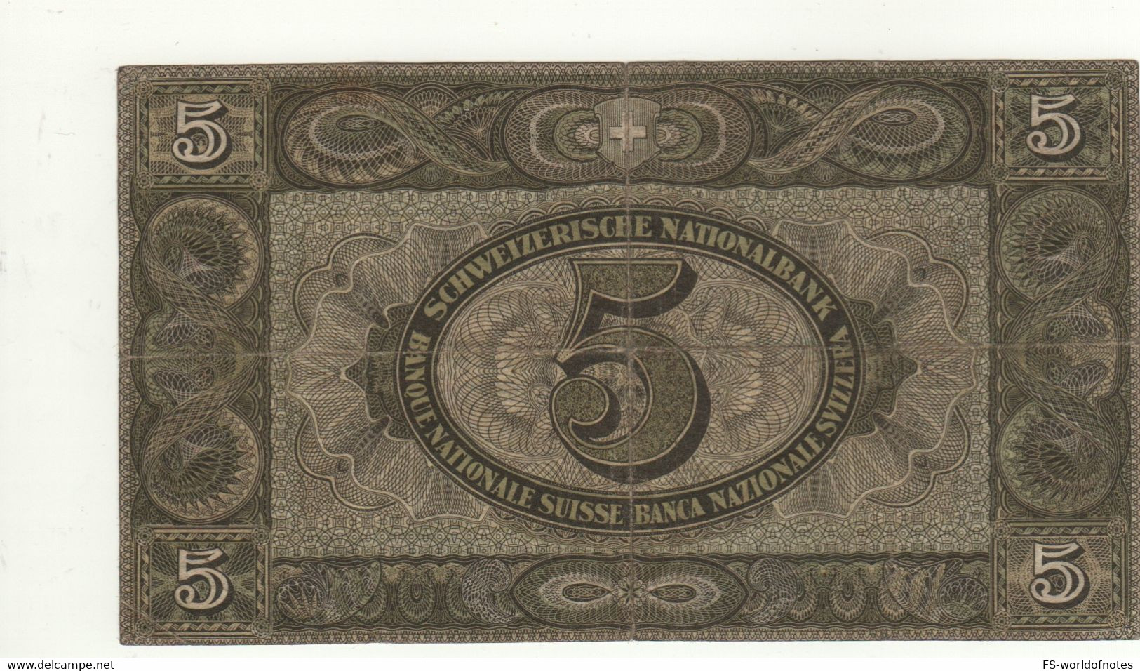 SWITZERLAND  5  Francs   P11j (2)   Dated 4.12.1942   " Wilhelm Tell " - Suisse