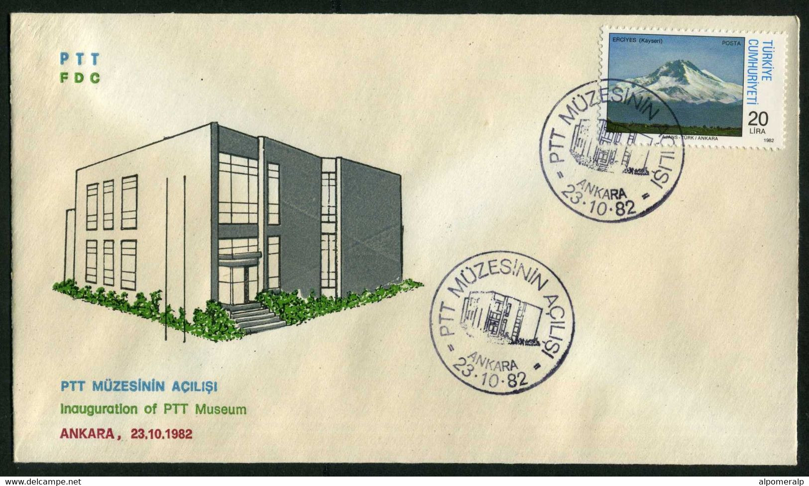 Türkiye 1982 Inauguration Of PTT (Postal, Telegraph, Telephone) Museum | Building, Architecture, Special Cover - Brieven En Documenten