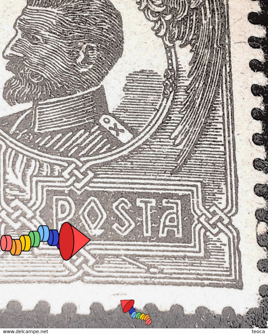 Errors Romania 1920 King Ferdinand 5 Bani Printed With Spot On Letter "o" Posta Without Line Unused Gumm - Errors, Freaks & Oddities (EFO)