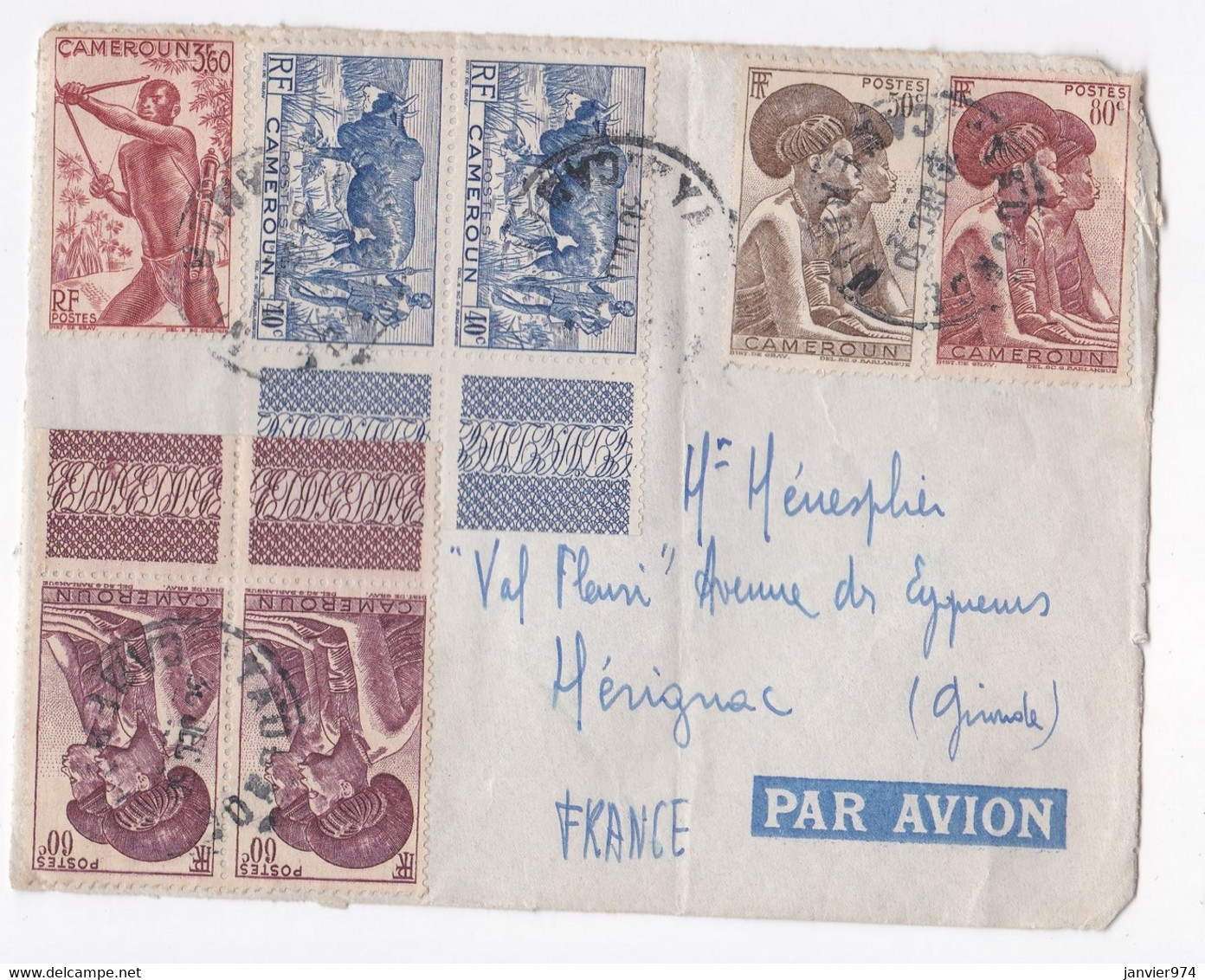 Lettre 1950 Cameroun Yaoundé Pour Mérignac Gironde, 7 Timbres - Briefe U. Dokumente