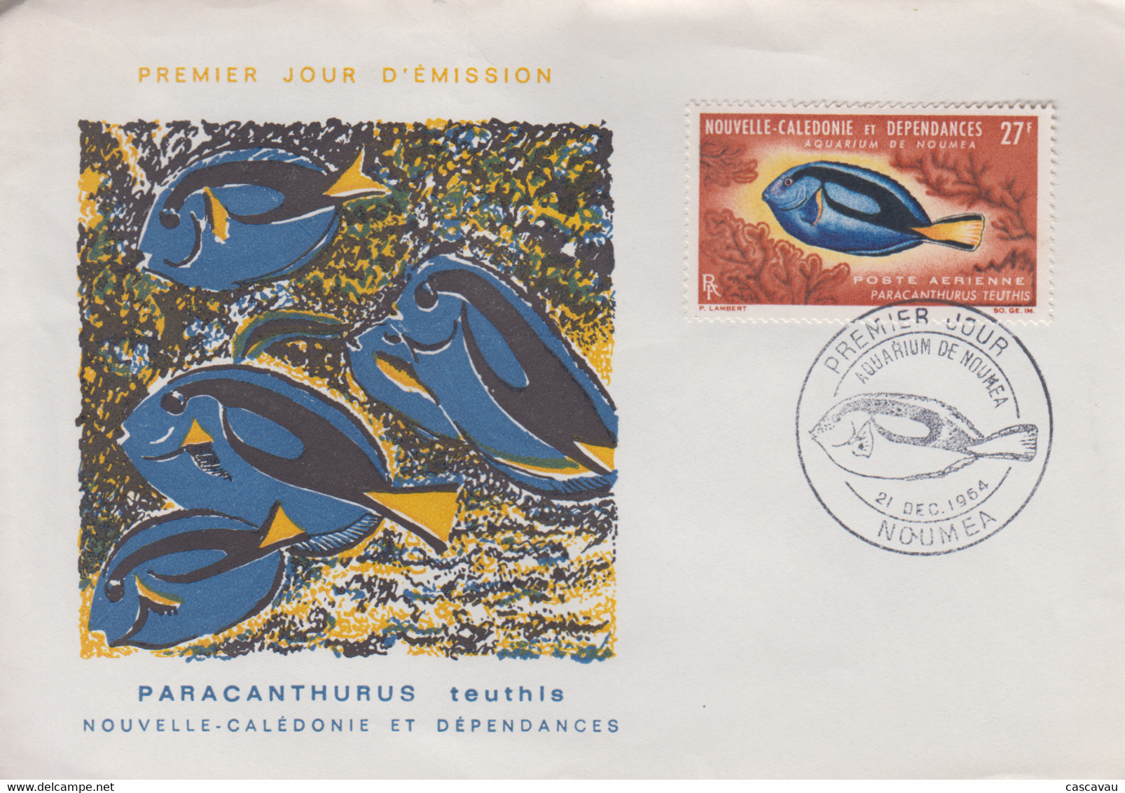 Enveloppe  FDC  1er Jour   NOUVELLE CALEDONIE   Aquarium  De  NOUMEA   1964 - FDC