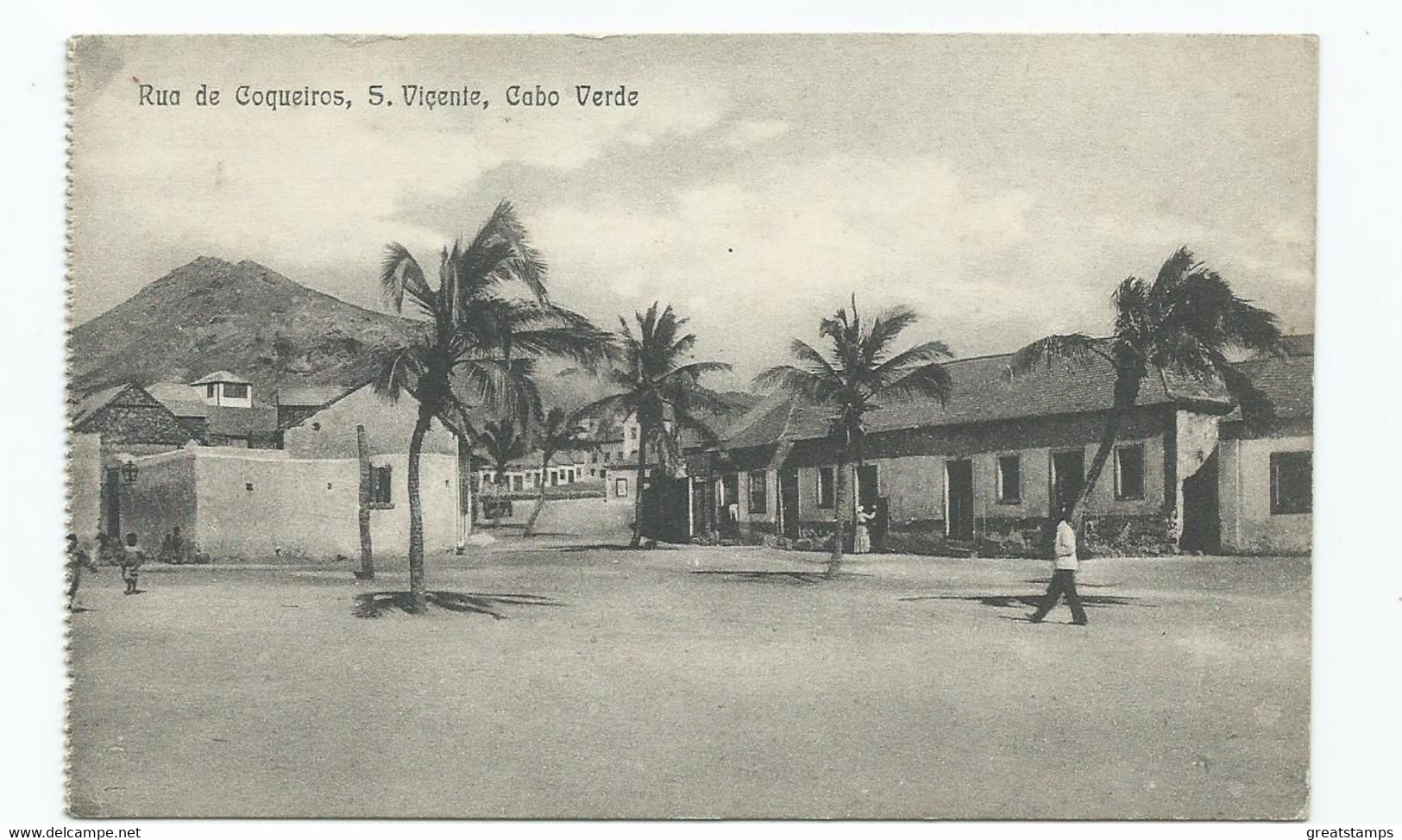 St.vincent Cabo Verde Unused Rue De Coqueiros Postcard - Saint Vincent E Grenadine