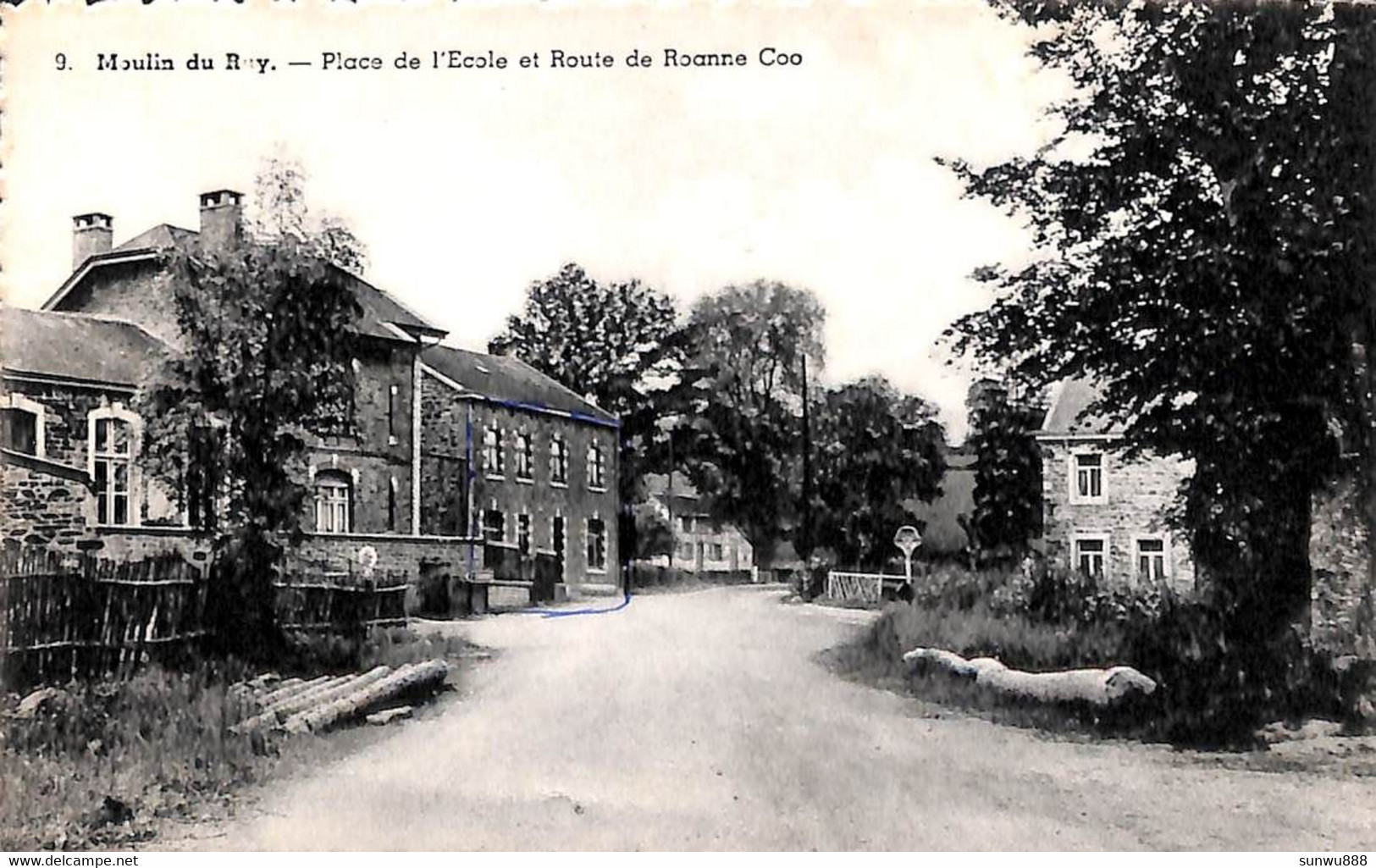 Moulin Du Ruy - Place De L'Ecole Et Route De Roanne Coo (Edit Vve Mathieu 1960) - Trois-Ponts