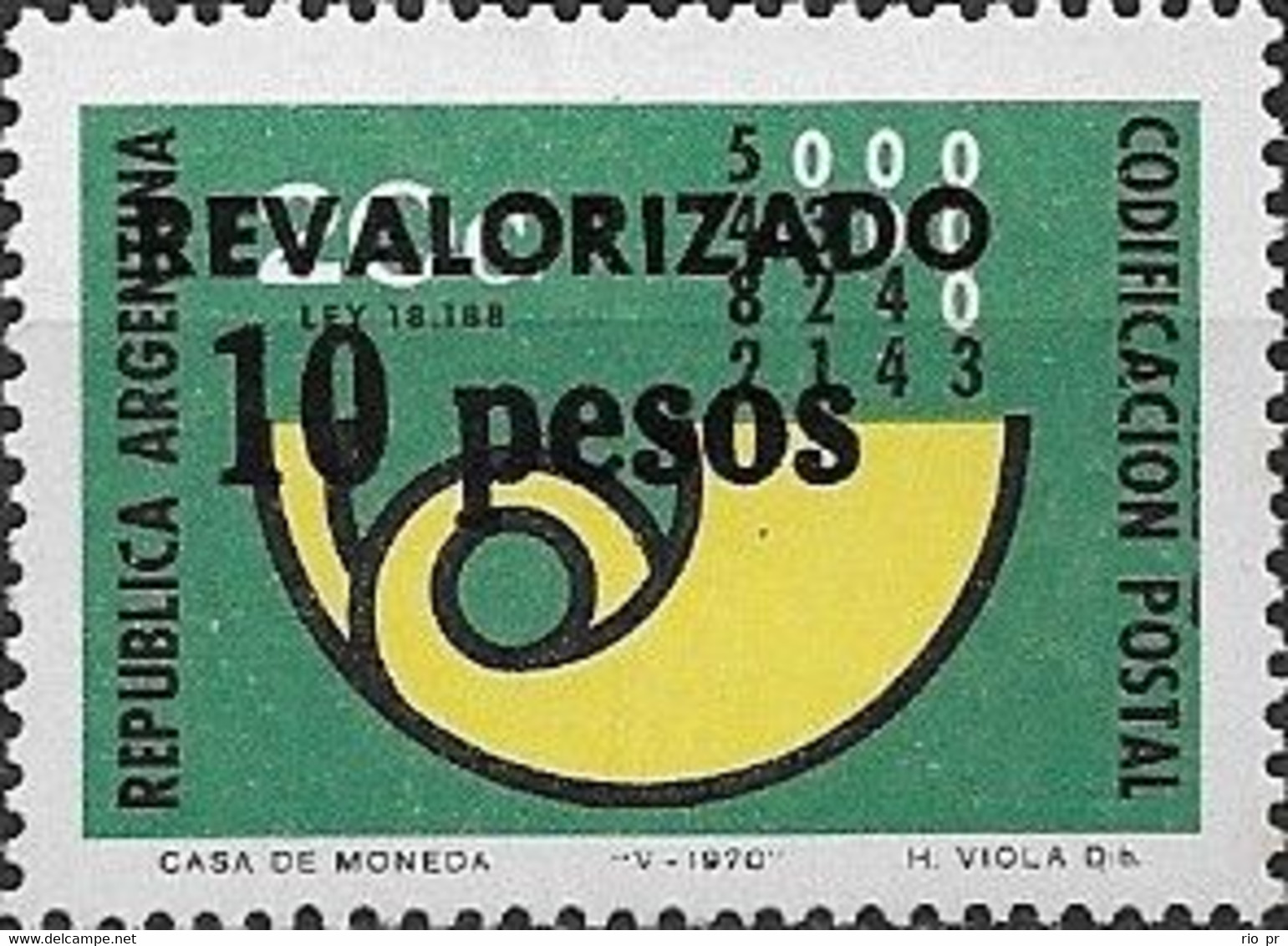 ARGENTINA - INTRODUCTION OF POSTAL CODE (ISSUE W/SURCHARGE) 1975 - MNH - Zipcode