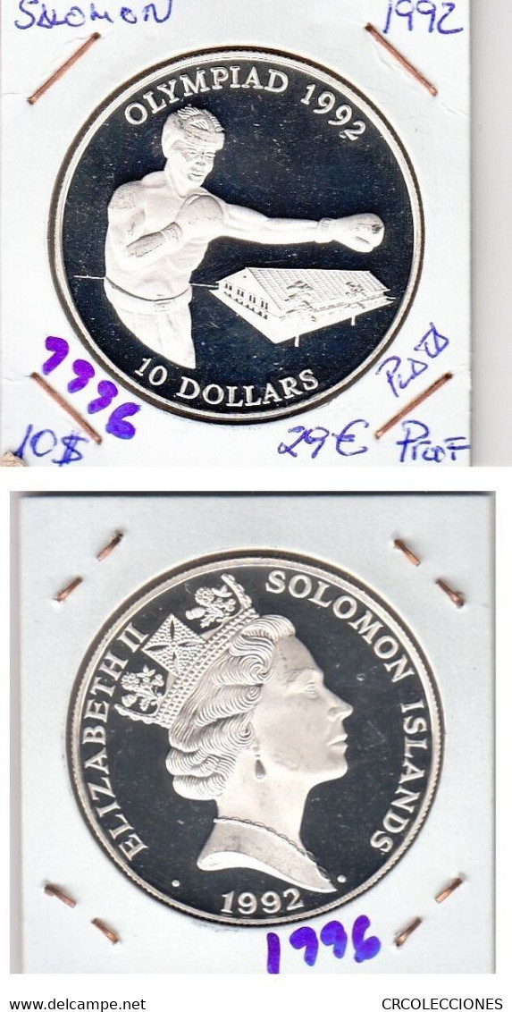 E1996 MONEDA SALOMON 10 DOLARES 1992 PLATA PROOF 29 - Salomonen