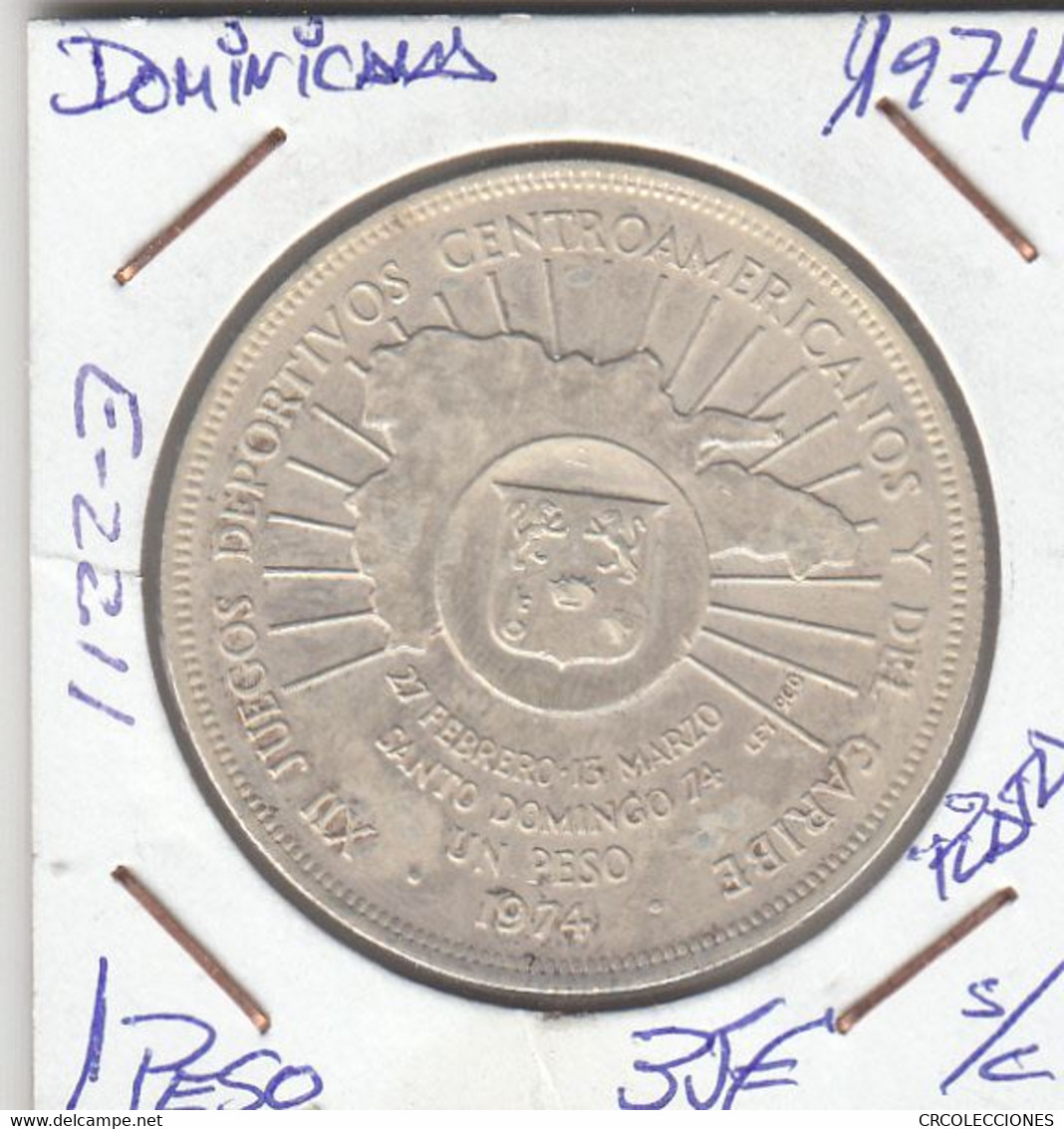 E2211 MONEDA REPUBLICA DOMINICANA 1 PESO 1974 PLATA SIN CIRCULAR 35 - Dominicaine