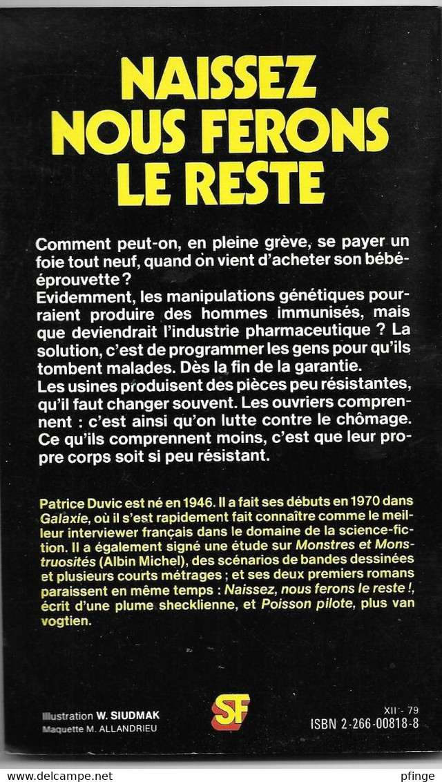 Naissez Nous Ferons Le Reste Par Patrice Duvic	 - Collection SF Presses-Pocket N°5064 - Presses Pocket