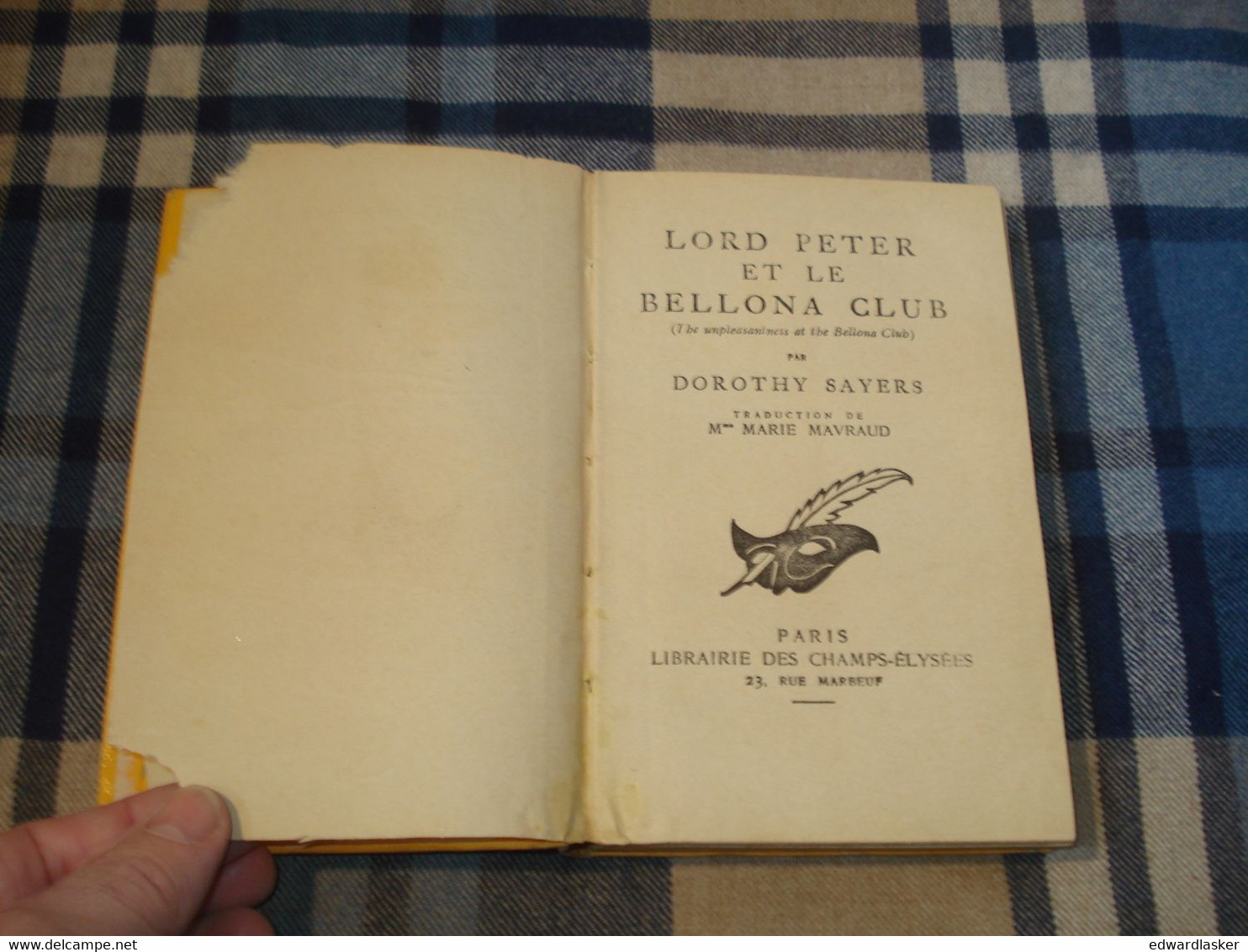 Le MASQUE n°191 : Lord Peter et le Bellona Club /Dorothy Sayers - Cartonné avec jaquette