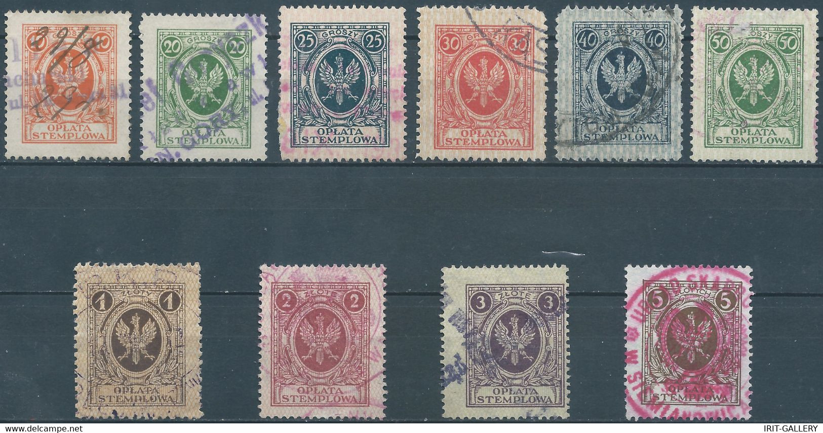POLONIA-POLAND-POLSKA,Revenue Stamps Fiscal Tax 1925-1929 (OPLATA STEMPLOWA)Used - Revenue Stamps