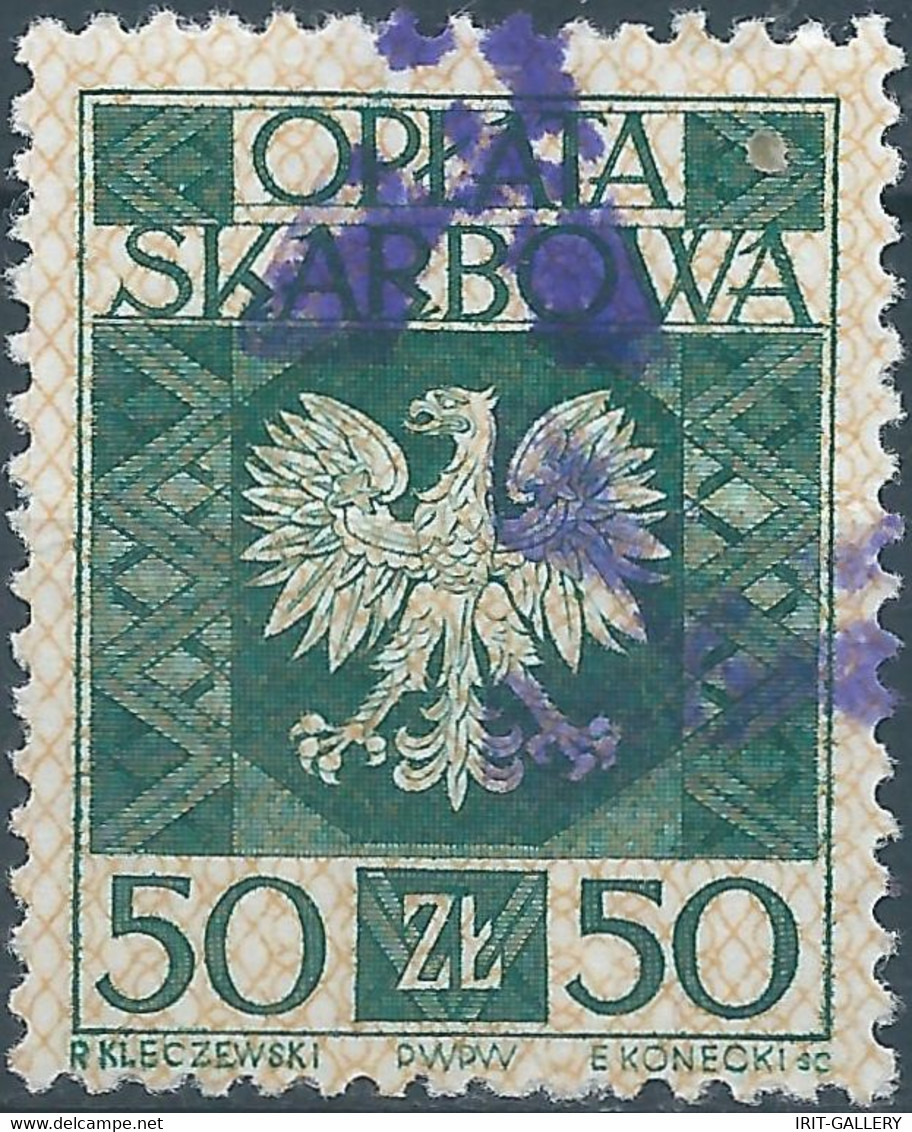 POLONIA-POLAND-POLSKA,1958 Revenue Stamp Fiscal Tax 50ZL (OPLATA SKARBOWA) Used - Fiscale Zegels