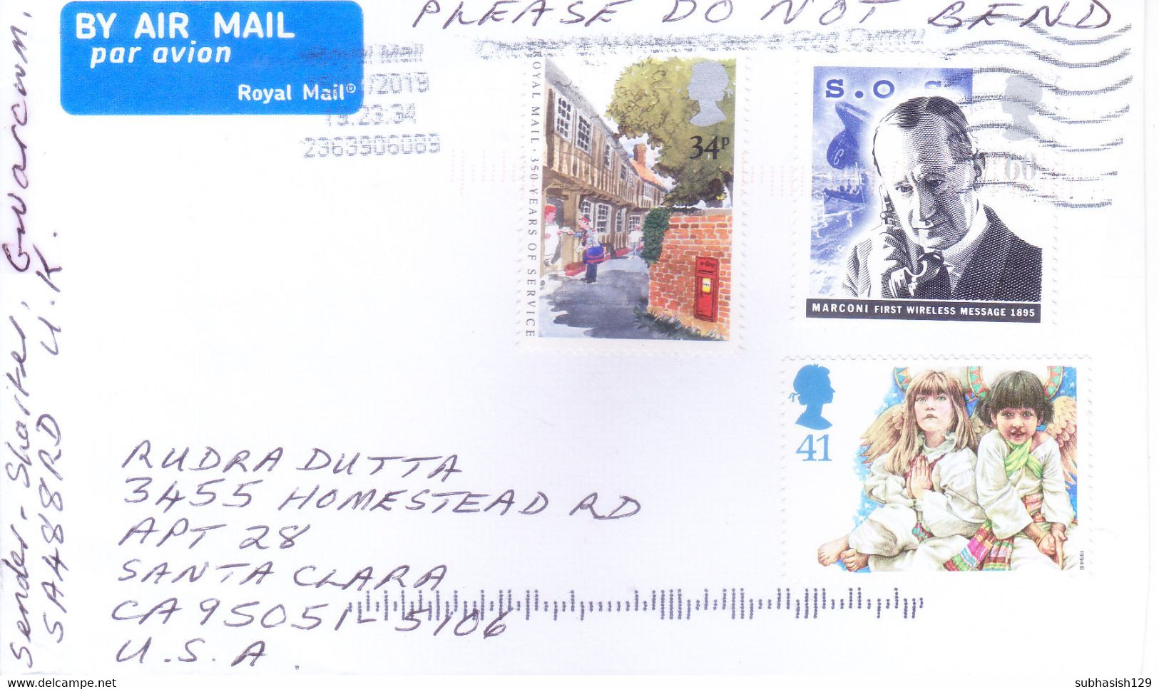 GREAT BRITIAN : COMMERCIAL COVER : YEAR 2019 : SENT TO USA : USE OF 3v POSTAGE STAMPS - Briefe U. Dokumente