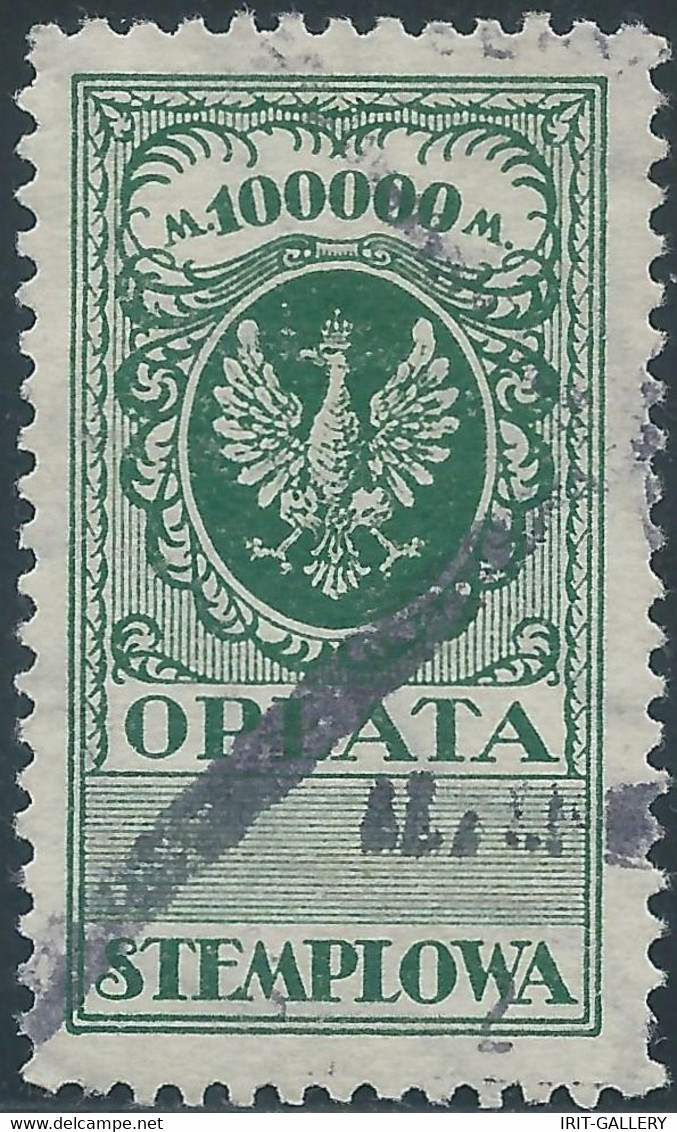 POLONIA-POLAND-POLSKA,Revenue Stamp Fiscal Tax 100.000M (OPLATA STEMPLOWA)Used - Fiscale Zegels