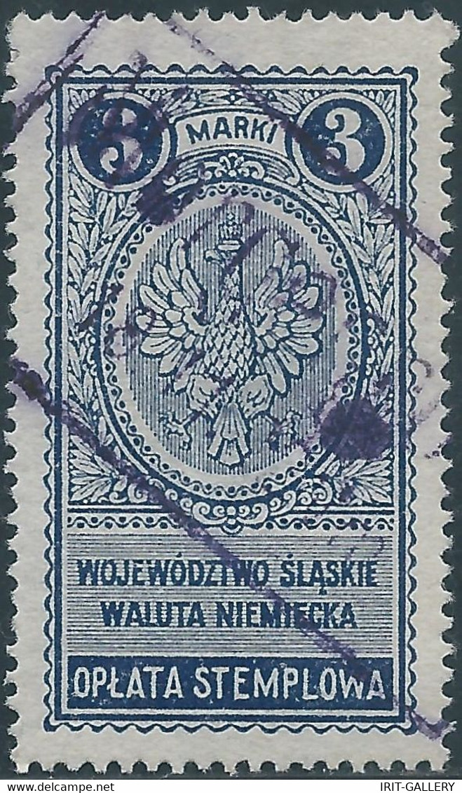 POLONIA-POLAND-POLSKA,Revenue Stamp Fiscal Tax 3MARKI(OPLATA STEMPLOWA)Used - Revenue Stamps