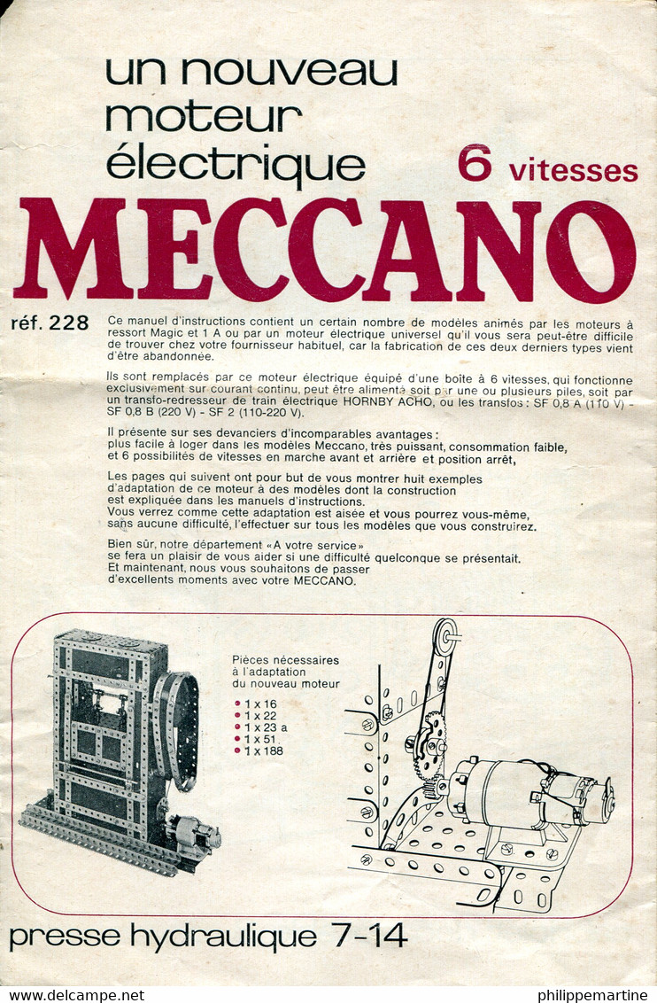 Nouveau Moteur électrique 6 Vitesses Méccano - Réf 228 - Autres Plans