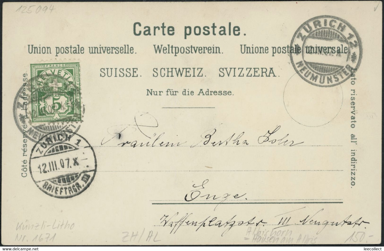 Suisse - ZH Albishorn - Litho - Hausen Am Albis - Hausen Am Albis 