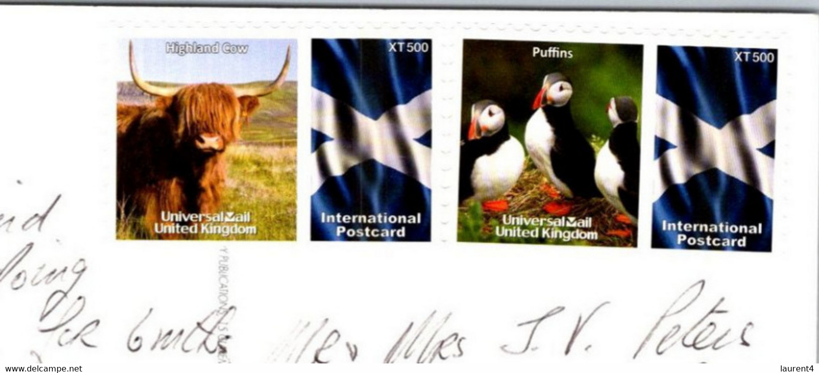 (1 G 5) UK Postcard Posted To Australia  - Ullapool (with 2 Special International Postcard Stamps) Cow & Puffins - Ross & Cromarty