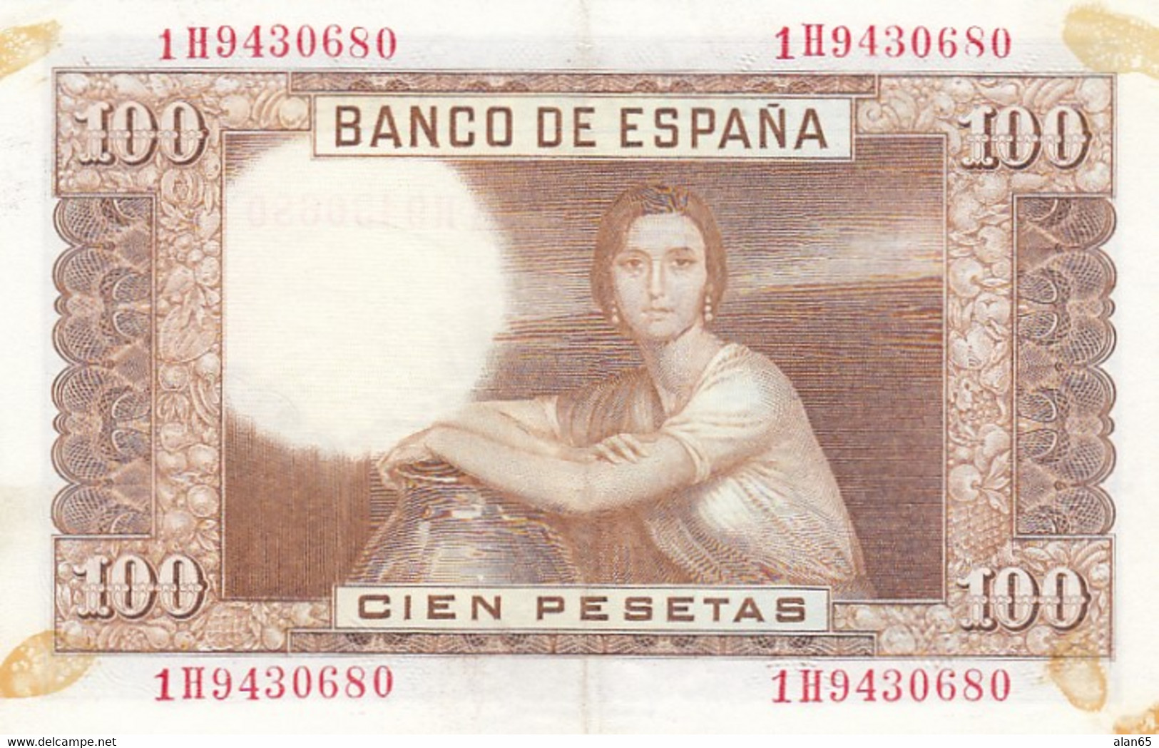 Spain #145, 100 Pesetas, 1953 Issue Banknote - 100 Pesetas