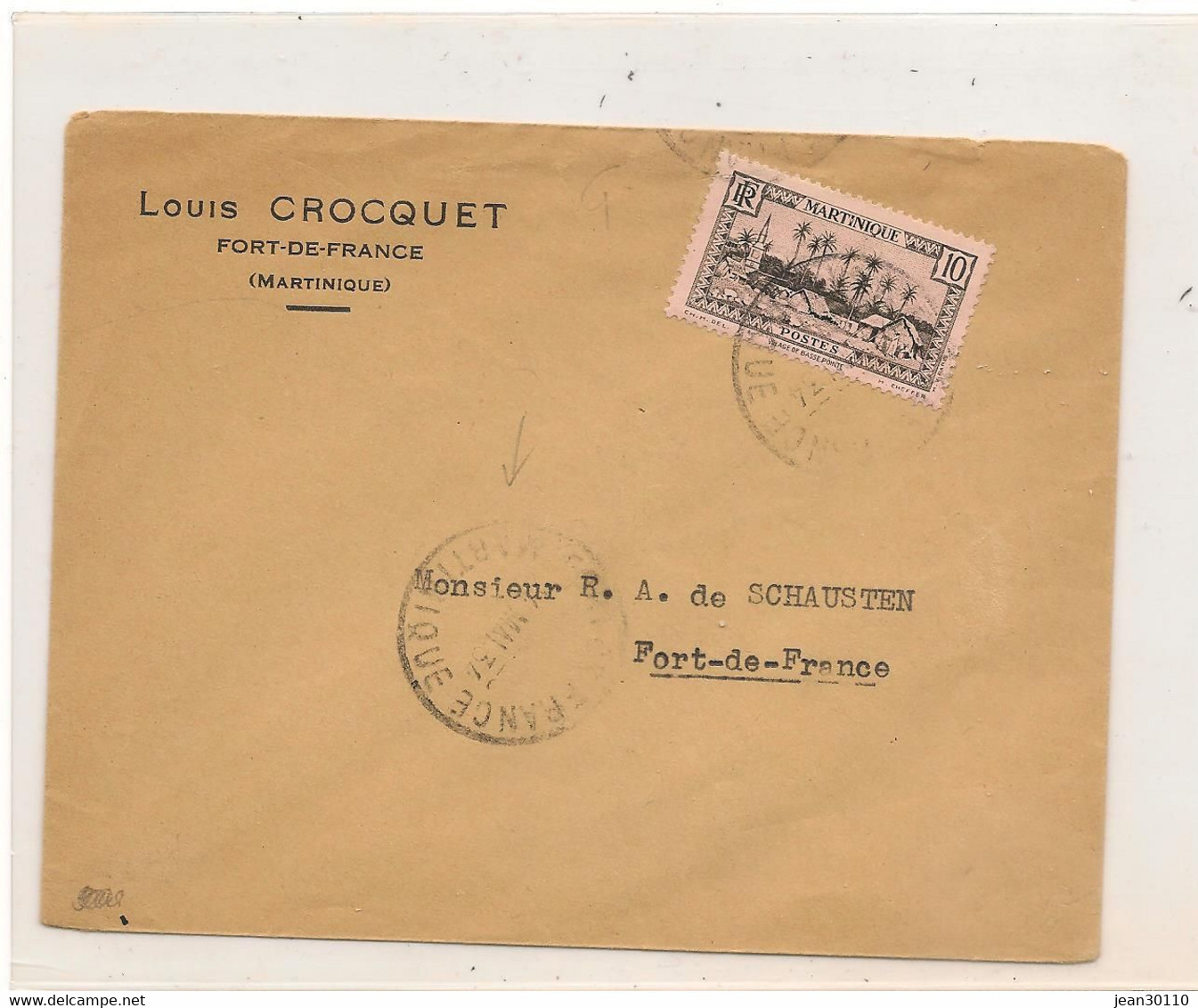 MARTINIQUE 1938 ENVELOPPE DE FORT DE FRANCE - Cartas & Documentos