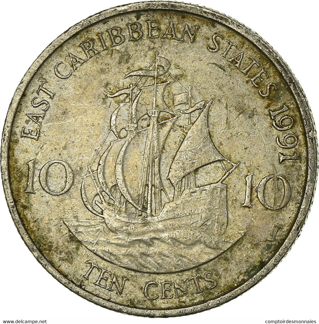 Monnaie, Etats Des Caraibes Orientales, 10 Cents, 1991 - Oost-Caribische Staten