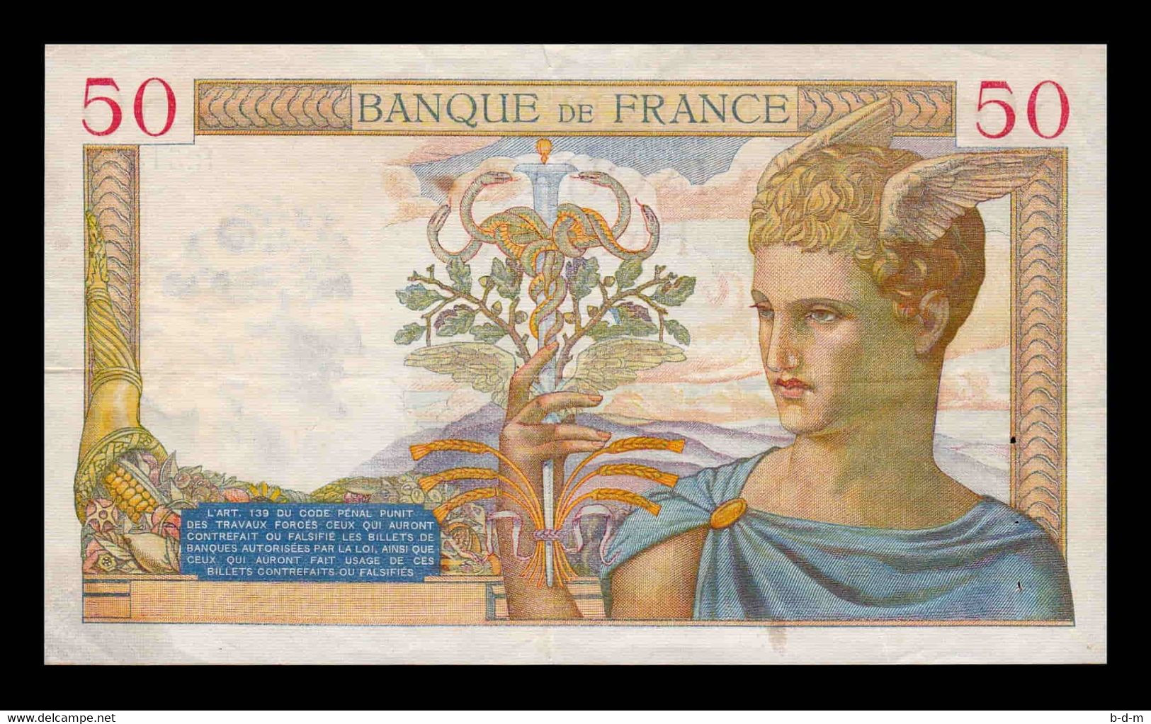 Francia France 50 Francs 1935 Pick 81 MBC+ VF+ - 50 F 1934-1940 ''Cérès''