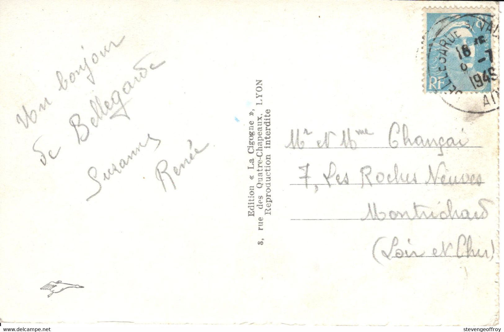 01 Ain Bellegarde Sur Valserine La Poste Rue De La Republique Chancai Montrichard 1948 - Bellegarde-sur-Valserine