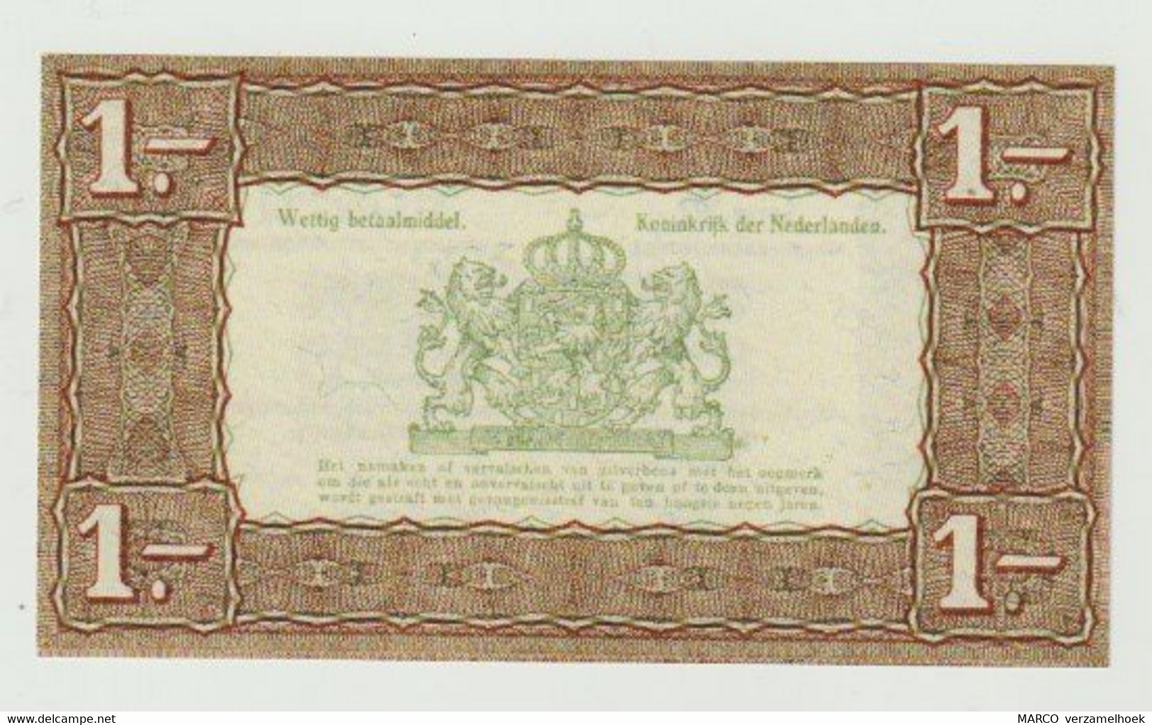 1 Gulden 1938 Nederland-the Netherlands Serie BQ UNC - 1 Gulden