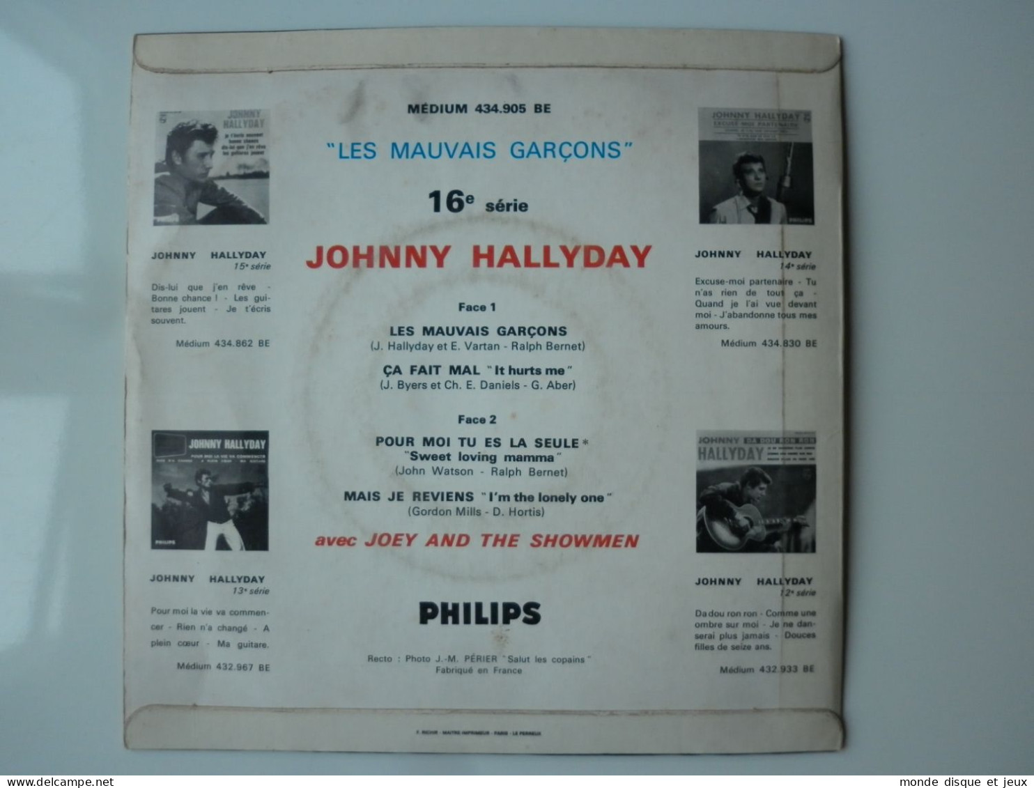 Johnny Hallyday 45Tours EP Vinyle Les Mauvais Garçons - 45 T - Maxi-Single