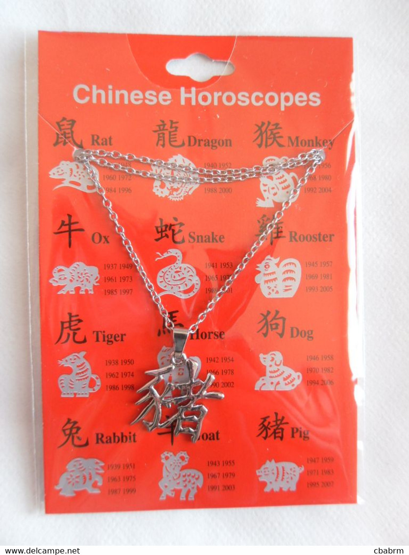 COCHON Signe Chinois PENDENTIF AVEC PETITE CHAINETTE - HOROSCOPE - Pendants