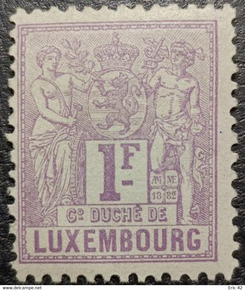 LUXEMBOURG - 1882 Allégorie Of Agriculture And Commerce 1f Pourpre Neuf* - 1882 Allégorie