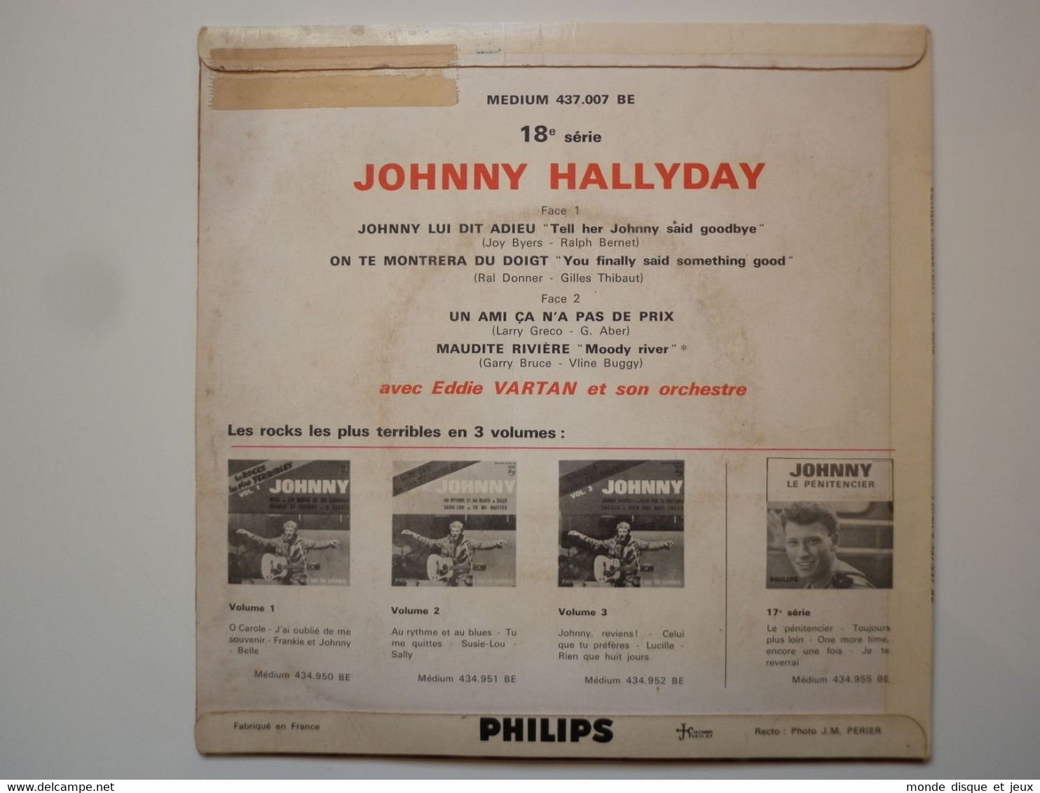 Johnny Hallyday 45Tours EP Vinyle Johnny Lui Dit Adieu "Bandeau Blanc" - 45 T - Maxi-Single