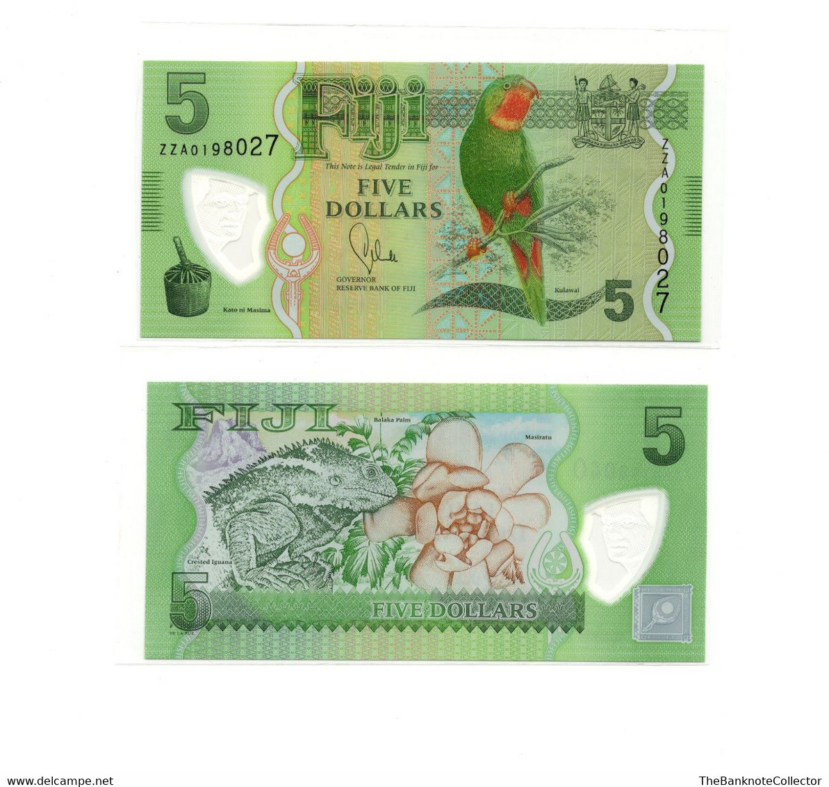 Fiji 5 Dollars ND 2013 P115 Polymer Prefix ZZA - Fiji