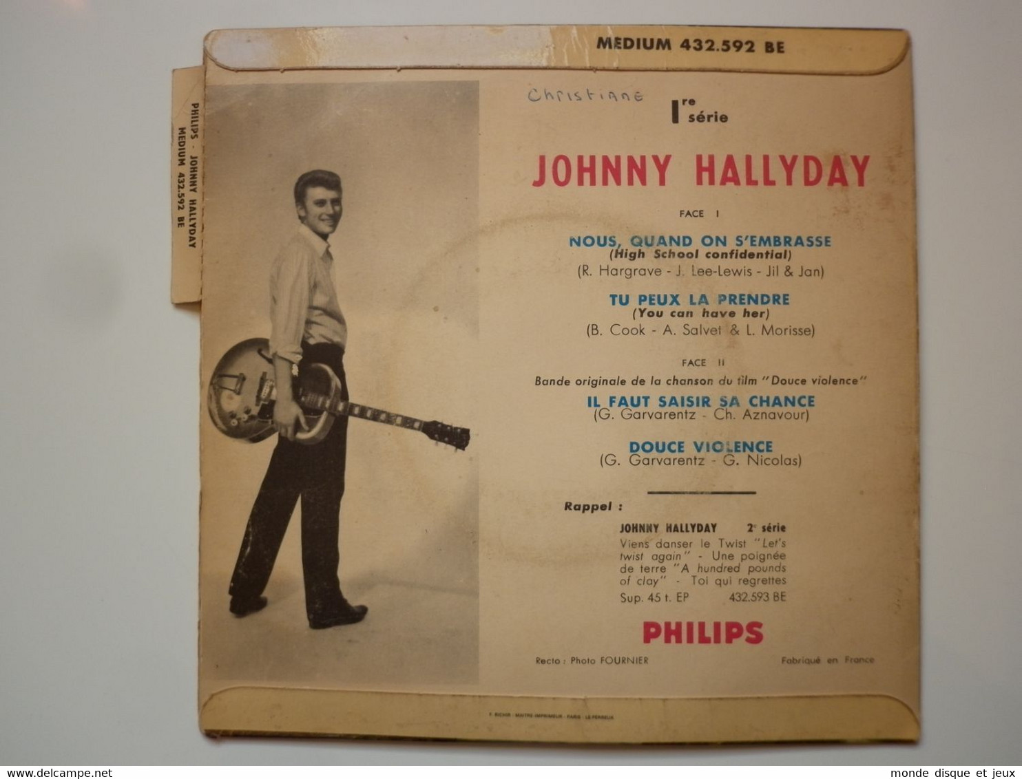 Johnny Hallyday 45Tours EP Vinyle Douce Violence / Il Faut Saisir Sa Chance 2eme Pochette - 45 T - Maxi-Single