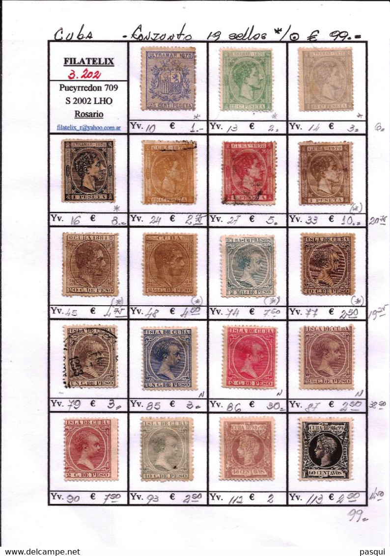 Cuba -  Fx. 451 - Conjunto De 19 Sellos Diferentes - Antiguos (Col. Española) - Ø/* - Lots & Serien