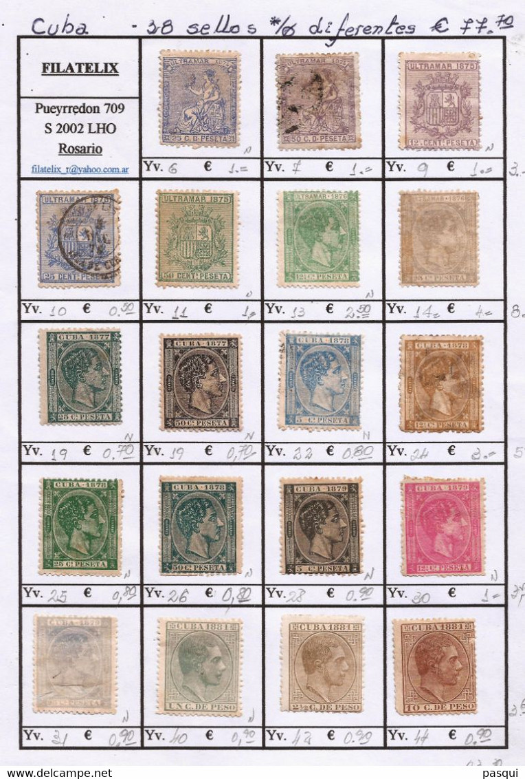 Cuba -  Fx. 450 - Conjunto De 38 Sellos Diferentes - Antiguos (Col. Española) - Ø/* - Lots & Serien