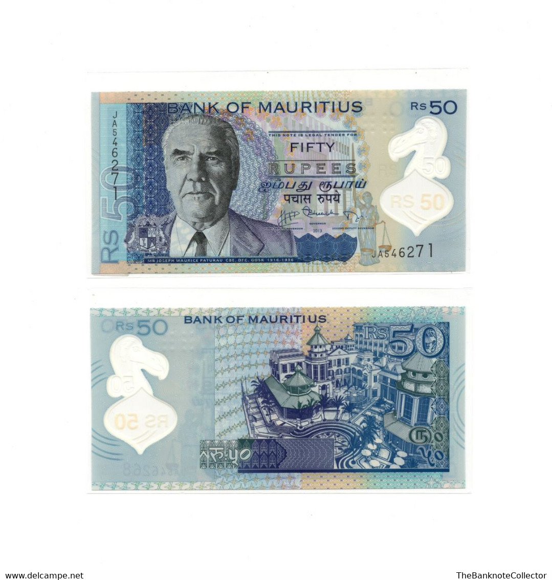 Mauritius 50 Rupees 2013 Polymer Issue P-65 UNCIRCULATED - Mauritius