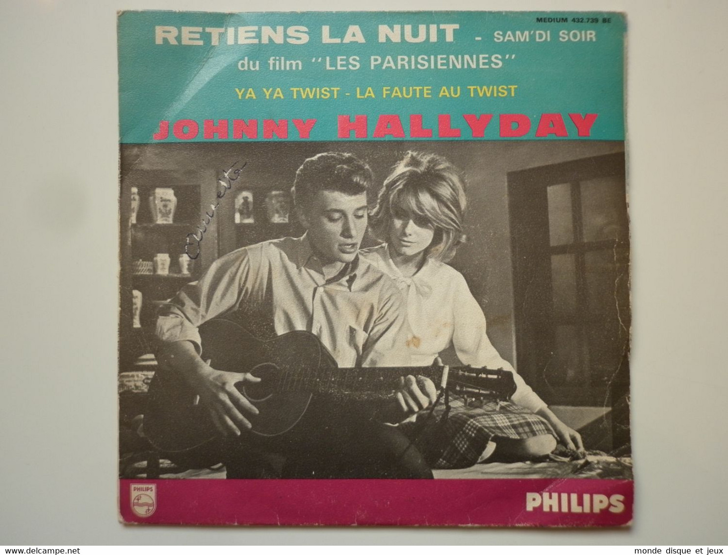 Johnny Hallyday 45Tours EP Vinyle Retiens La Nuit / Sam'di Soir Papier Avec Rabats Label Vert Papier - 45 T - Maxi-Single