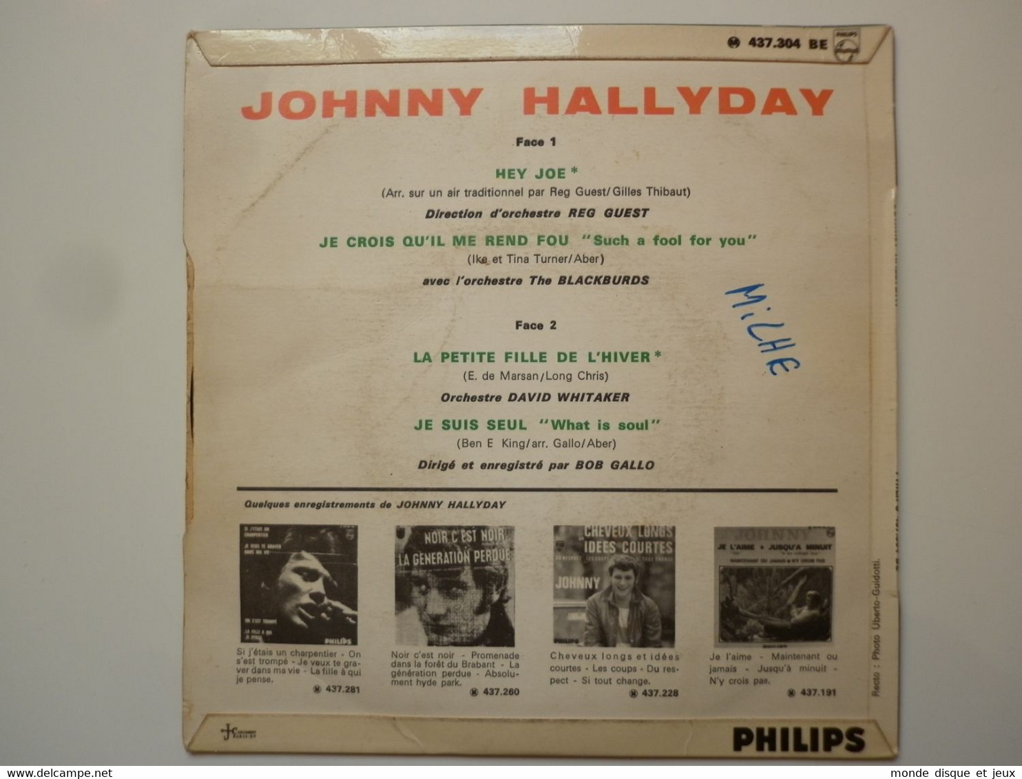 Johnny Hallyday 45Tours EP Vinyle Hey Joe / Je Suis Seul - 45 T - Maxi-Single